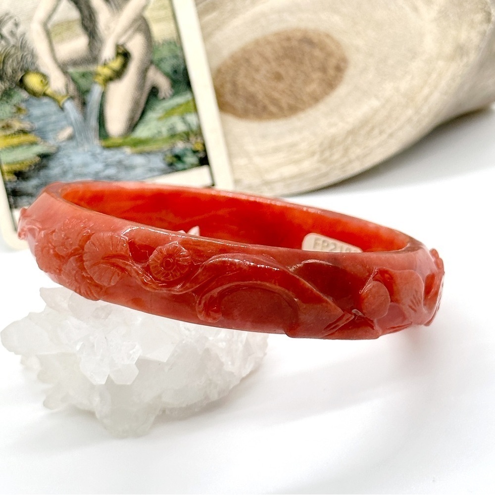 Rare Red Jadeite Jade Chinese Hand Carved 62mm Bangle Bracelet - Picture 4 of 9